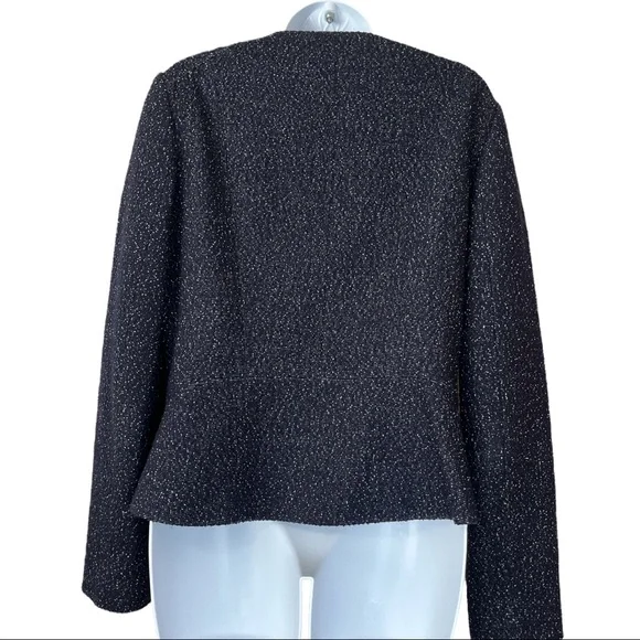 Hugo Boss Klera Tweed Wool Blue Asymmetrical Blazer Coat - Picture 4 of 9